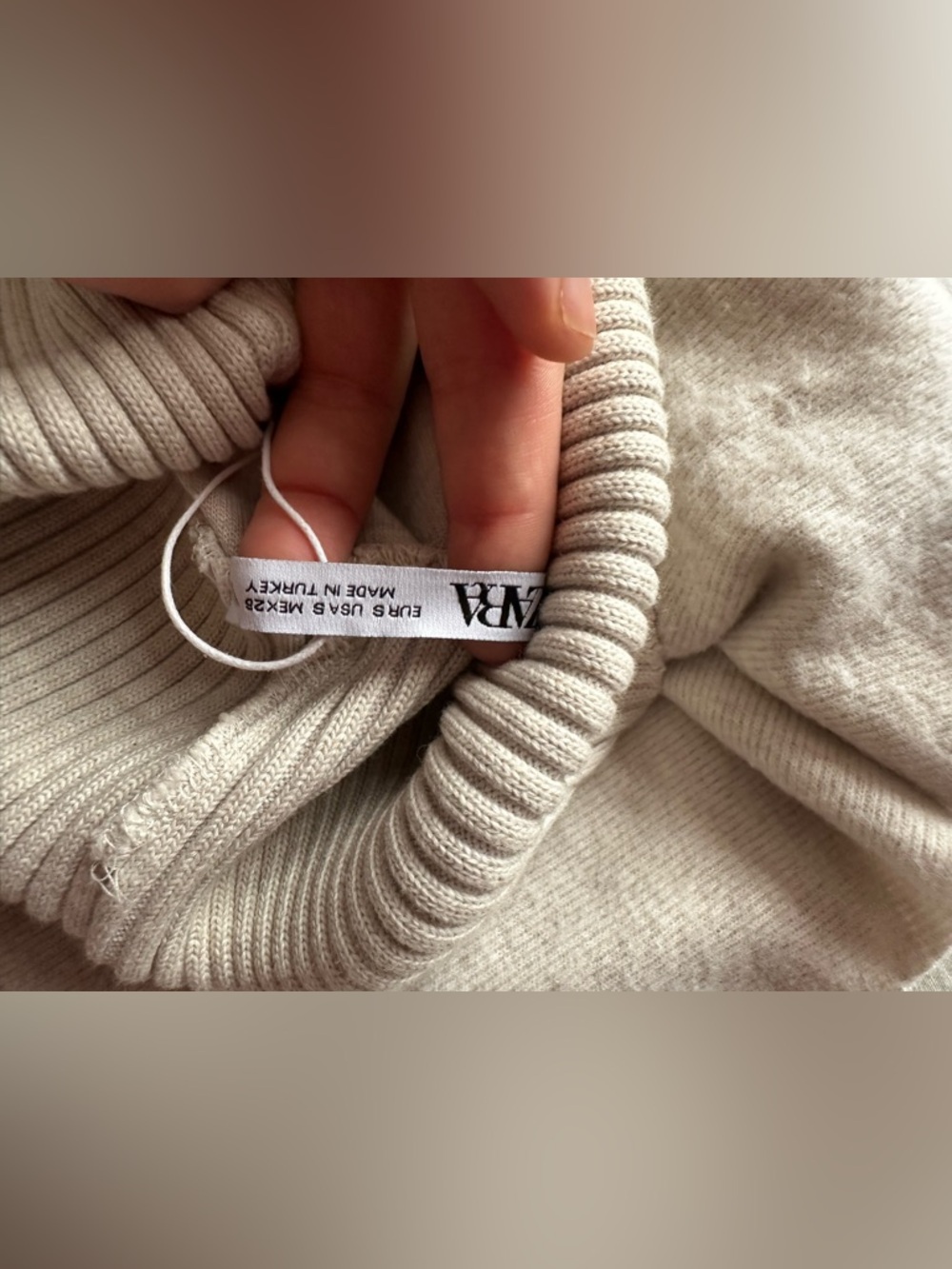 Zara Beige Sleeveless Turtleneck Knit Top Size S Minimal Rib Collar Sweater - Picture 14 of 14